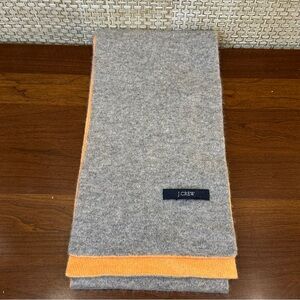 🌟HP🌟2010s J.Crew Soft Gray & Orange Cashmere or Wool Blend Color Block Scarf